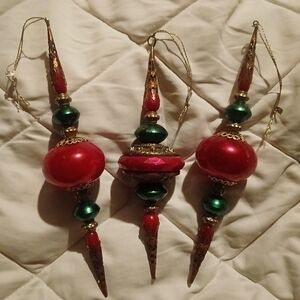 Vtg & Rare - Elegant Red and Green Hanging Ornaments